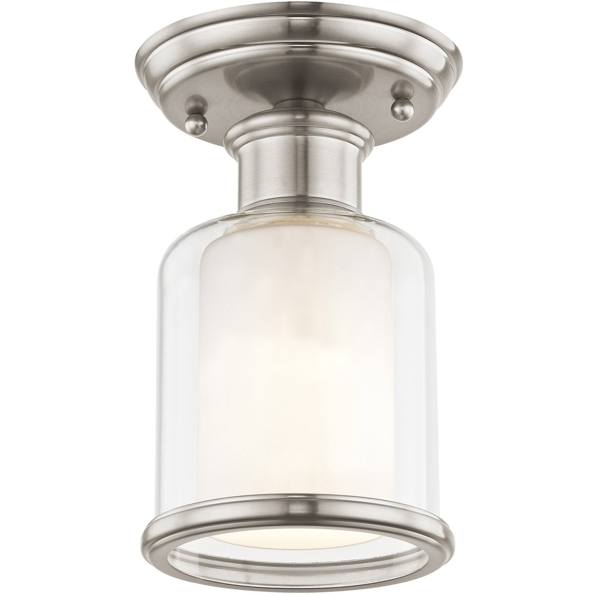 1 Light Brushed Nickel Ceiling Light fixture with Hand Crafted Clear Glass Shade