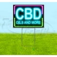 thumbnail image 1 of Cbd Oils And More Neon (18" x 24") Yard Sign, Includes Metal Step Stake, 1 of 6