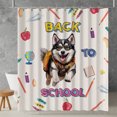thumbnail image 2 of Back to School Cute Siberian Husky Shower Curtain Husky Dog Lover Gifts Waterproof Bathroom Bathtub Curtain - 13010, 2 of 5