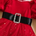 thumbnail image 4 of Newborn Baby Girl Christmas Outfits Santa Romper Dress Velvet Long Sleeve Plush Fur Trim Bodysuit Headband Set Xmas Holiday Clothes, 4 of 8