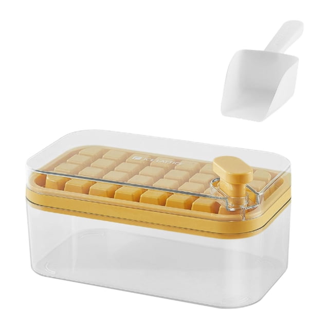Bandejas de hielo para congelador reutilizables con tapa y contenedor de almacenamiento Caja de almacenamiento de hielo Fácil liberación 32 cubitos de amarillo individual SOLEDAD fabricante de bandejas de hielo