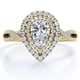 thumbnail image 1 of JeenMata Anillo de Compromiso de Estilo Cruzado con Halo Doble en Forma de Almendra de 1,5 Quilates Bañado en Oro Amarillo de 18 K sobre Plata, 1 of 5
