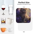 thumbnail image 6 of Lsque Purple Flower Lazy Cat Pattern 4" Drink Coasters Set of 4, PVC Leather Absorbent Coasters, Table Coaster Set Decorative Coffee Cup Coasters Housewarming Gift -Square, 6 of 6