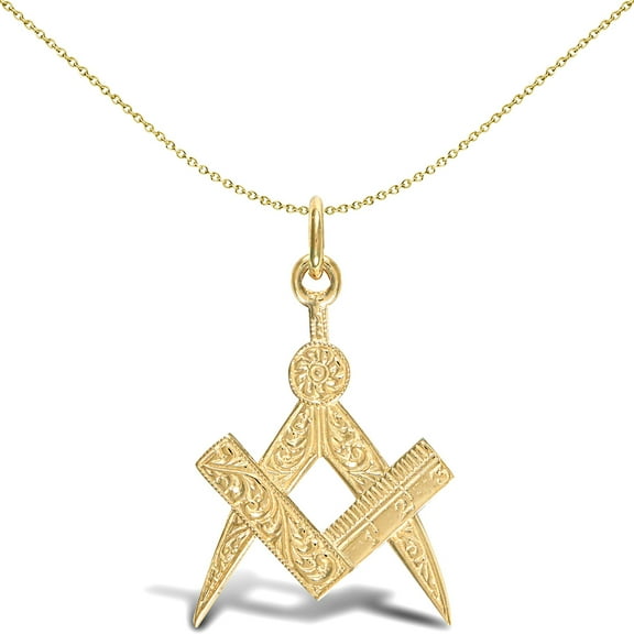 Mens Solid 9ct Gold Jewelco London Masonic Square Compass Charm Pendant