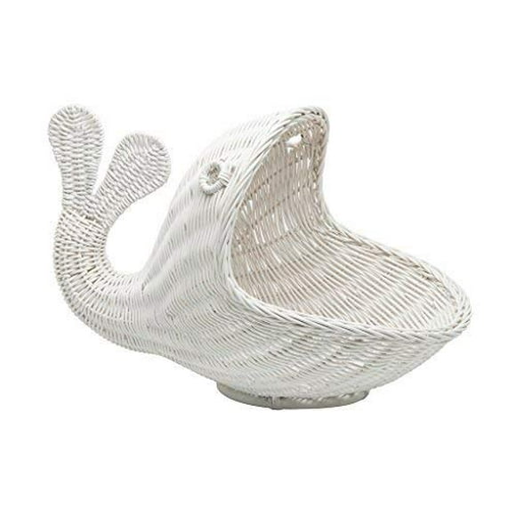 KOUBOO 1060104 Rattan Whale Storage Basket, White