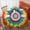 Red And Yellow, variant on Pink and Green Tie Dye Pattern Round Tablecloth 70"x70", Wrinkle Resistant Wipeable Table Cover for Kitchen Dining Room Picnic Patio and Party