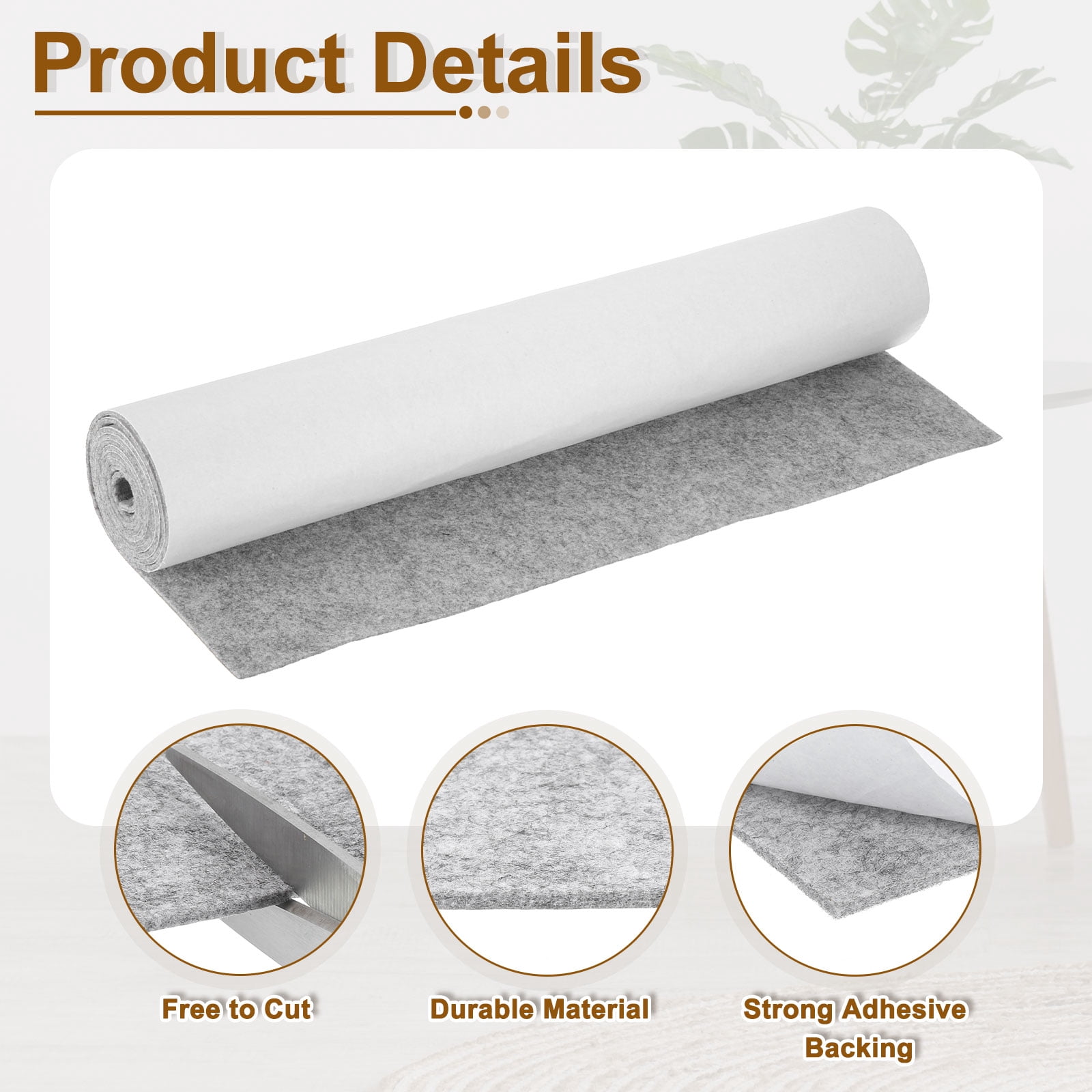 Felt Strips with Adhesive Backing,  15-3/4" x 60" x 0.08" Adhesive Felt Strips Anti Scratch Furniture Felt Tapes Self-Stick Felt Pads for Protecting Hardwood Floor, Grey