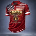 thumbnail image 2 of 4th of July Polo Shirts for Men's 250th Anniversary Patriotic Graphic Shirt Fashion Trend Classic Loose Plus Size Casual Shirt Red XL, 2 of 3