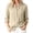 Beige, variant on Vivianyo HD Women's Mandarin Collar Half Henley Placket Blouse, Curved Hem Three Quarter Sleeve Shirt For Women, Spring Summer Lightweight Tunic for Park Visits and Casual Lunches, Sizes S-2XL