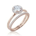 thumbnail image 3 of Fairy Minimalist 1.75 Carat Round Cut Diamond Moissanite Engagement Ring, Classic Halo Wedding Ring in 925 Sterling Silver With 18k Rose Gold Plating Gift For Her, Promise Ring, One Matching Band, 3 of 3