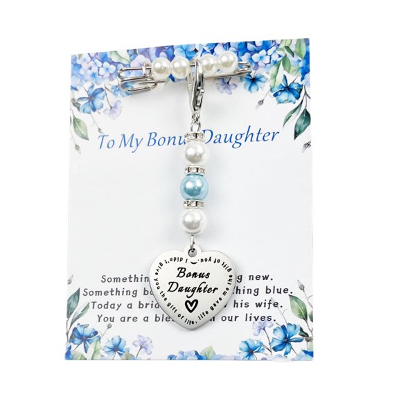 Dorlaco Something Blue Gift for bride Bridal Bouquet Charm for Bonus Daughter,Daughter in Law Gift from Mother in Law on Wedding Day, Bridal Shower Gift