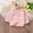thumbnail image 2 of Pull Tricoté Mignon à Col Rond Manches Longues pour Bébé Fille 0-3T, Chandail en Molleton Chaud pour Enfants Rose, 2 of 4