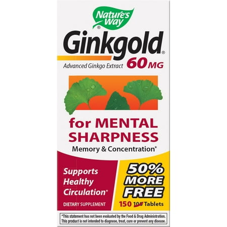 Natures Way Ginkgold Advanced Ginkgo Extract for Mental Sharpness 60 mg 150