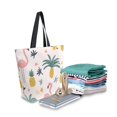 thumbnail image 2 of FORMRS Womens Canvas Tote Bag with Zipper Inner Pocket Shoulder Handbag, Flamingo Pattern, 2 of 7