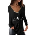 thumbnail image 1 of Camisas sueltas informales con estampado de manga larga para mujer, blusa con cuello en V, blusas tipo túnica, camisa de manga larga Pompotops gfhjh22603, 1 of 9