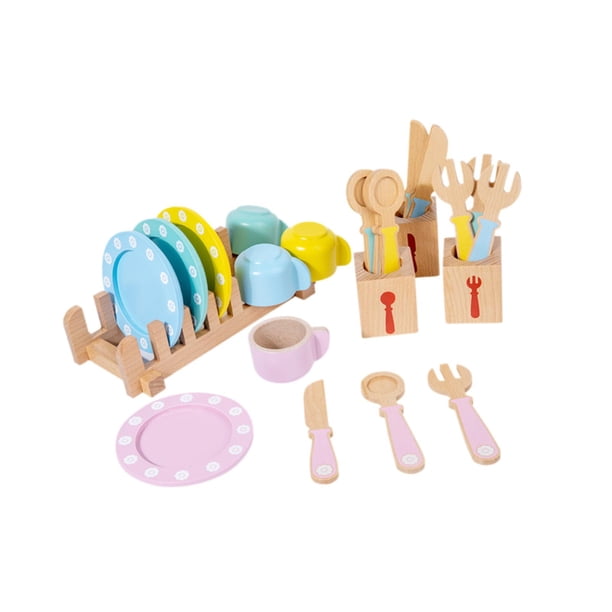Juguete de cocina Toy Feating Cooking Cook Sartsset Habilidades organizacionales Plates y vajilla de utensilios para 3 4 5 6 7+ años de edad