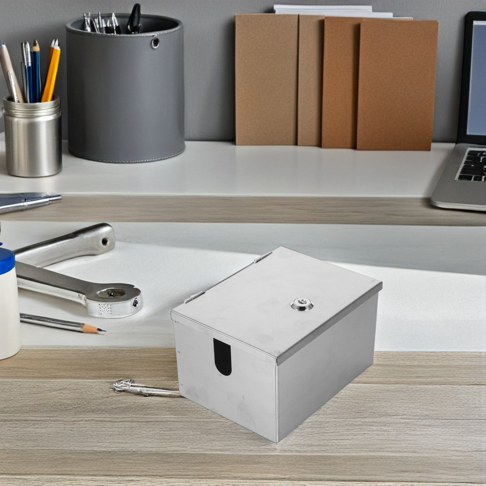 OUNONA Stainless Steel Outdoor Electrical Box Waterproof with Lockable Anti Theft Cover for Secure Protection