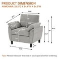 thumbnail image 4 of Soscana Accent Chair with Storage Side Pockets for Living Room Bedroom Apartment Office Studio, Single Chair Armchair,Light Gray, 4 of 8