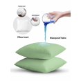 thumbnail image 5 of Waterproof Outdoor Throw Pillows with Inserts 16"x16", Green Soft Decorative Pillowcases for Couch Bedroom, Minimalist Solid Color Modern Abstract Pillow Covers for Sofa Living Room, 5 of 8