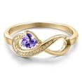 thumbnail image 3 of Gem Stone King 10K Yellow Gold Blue Tanzanite and White Diamond Accent Infinity Ring for Women (0.24 Cttw, Heart Shape 4MM, Gemstone December Birthstone, Size 7), 3 of 6
