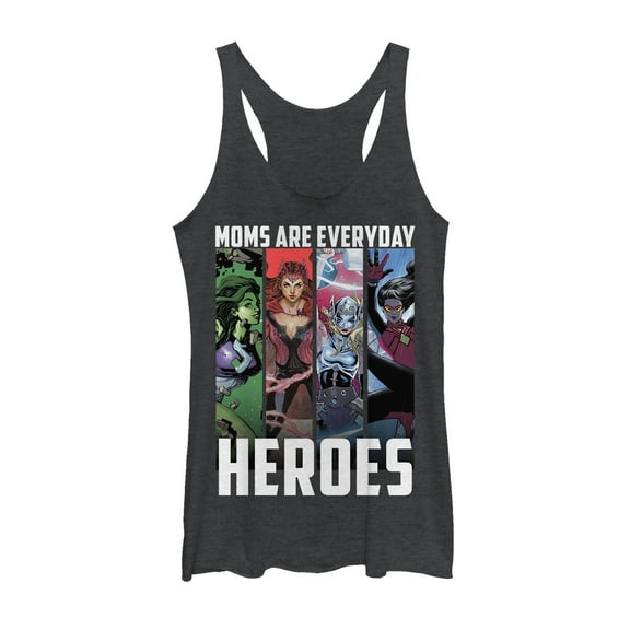 Women's Marvel Mother's Day Everyday Heroes  Racerback Tank Top Black Heather Small