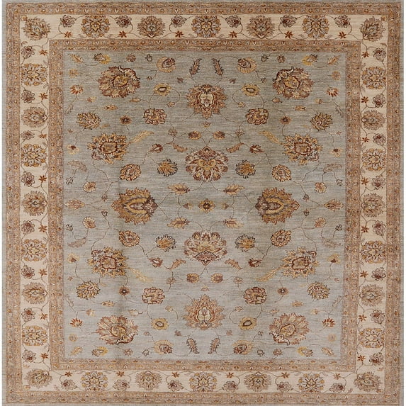 Ahgly Company Indoor Square Mid-Century Modern Gold Brown Oriental Area Rugs, 4' Square