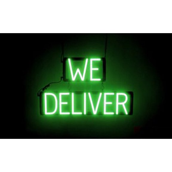 SpellBrite WE DELIVER LED Sign for Business. 24.0" x 15.0" Green WE DELIVER Sign Has Neon Sign Look With Energy Efficient LED Light Source. Visible from 500+ Feet, 8 Animation Settings.