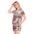 thumbnail image 2 of Women Silk Pajama Sets Causal Outings Fashion White Bear with Roses Pattern Home, 2 of 7