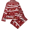 thumbnail image 6 of Riecok Pajama Sets for Women Christmas Reindeer Snowflakes Print 2 Piece PJs Sleepwear Button down Shirt and Pant Holiday Homewear, 6 of 6