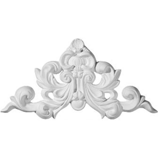 Ekena Millwork ONL08X04X01AS 8.87 In. W X 4.75 In. H X .75 In. P Architectural accent - Ashford Shell Center With Scrolls Onlay