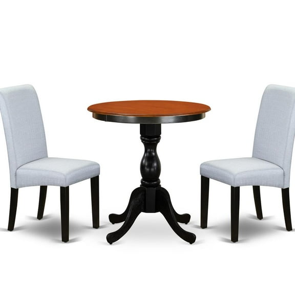 ESAV3-BCH-LC - Dining Table and 2 Modern Chairs with Slatted Back- Black Finish