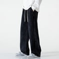 thumbnail image 6 of Baggy Jeans for Men Trendy Elastic Waist Drawstring Wide Leg Pants Outdoor Lightweight Comfy Casual Jeans Streetwear Black 5XL, 6 of 6