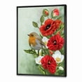 thumbnail image 3 of Designart 'Red Poppies and White Anemones With Yellow Bird' Traditional Framed Canvas Wall Art Print, 3 of 5
