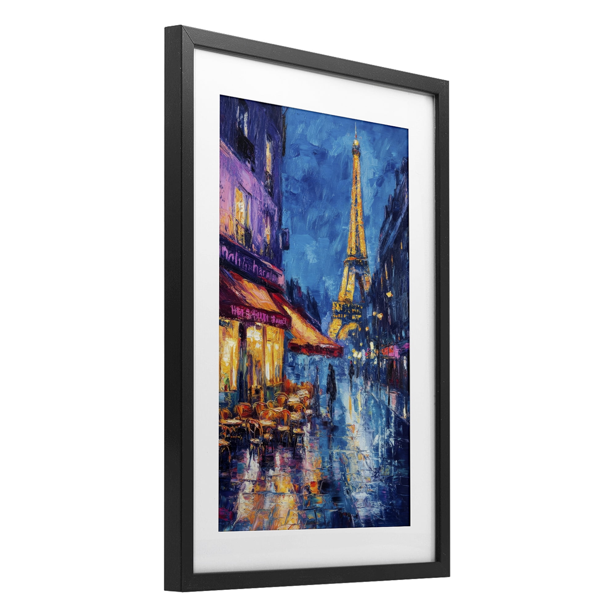 Stupell Industries Dusk Paris Street Scene Black Framed Print Under Glass, design by Petal Prints Design