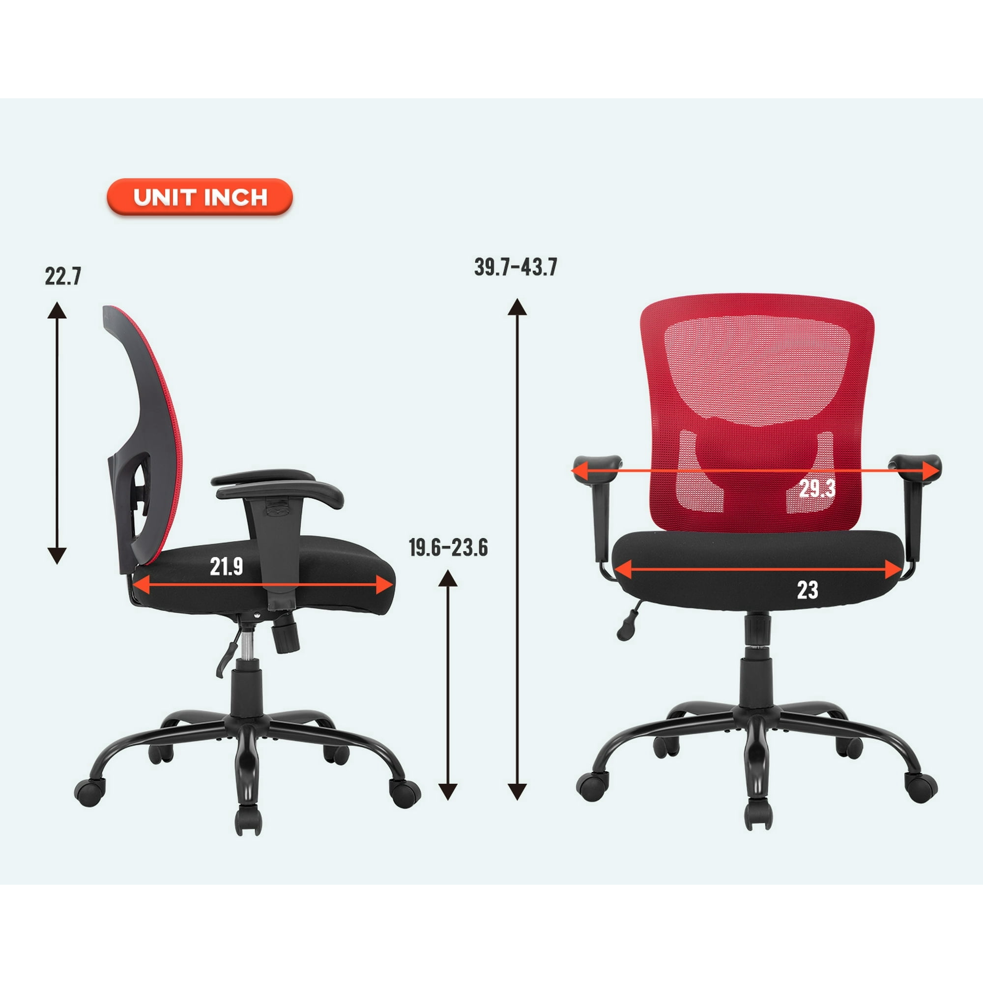 BestOffice Mesh Swivel Office Desk Chair, Red