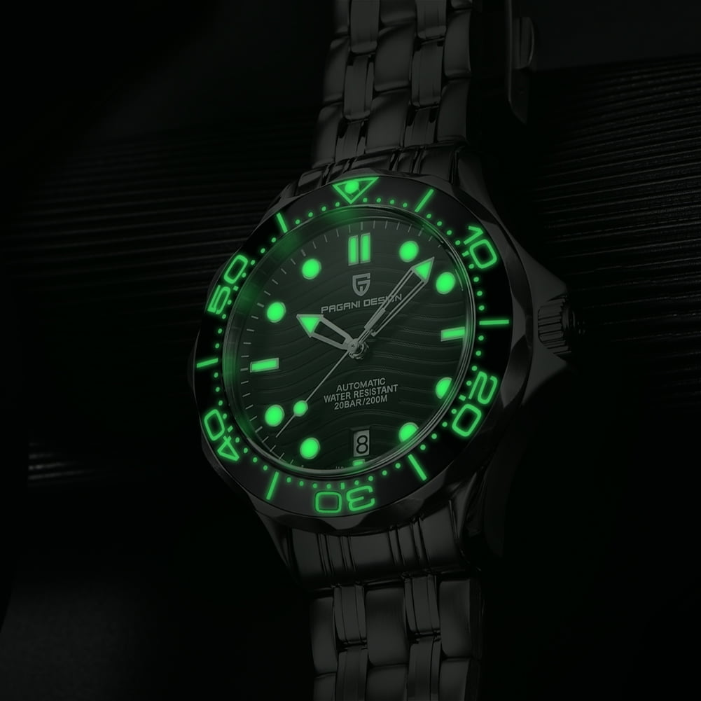 PAGANI DESIGN Men's Automatic Watches 42mm Stainless Steel Sports Waterproof Wrist Watch for Men with Japanese Movement Ceramic Bezel