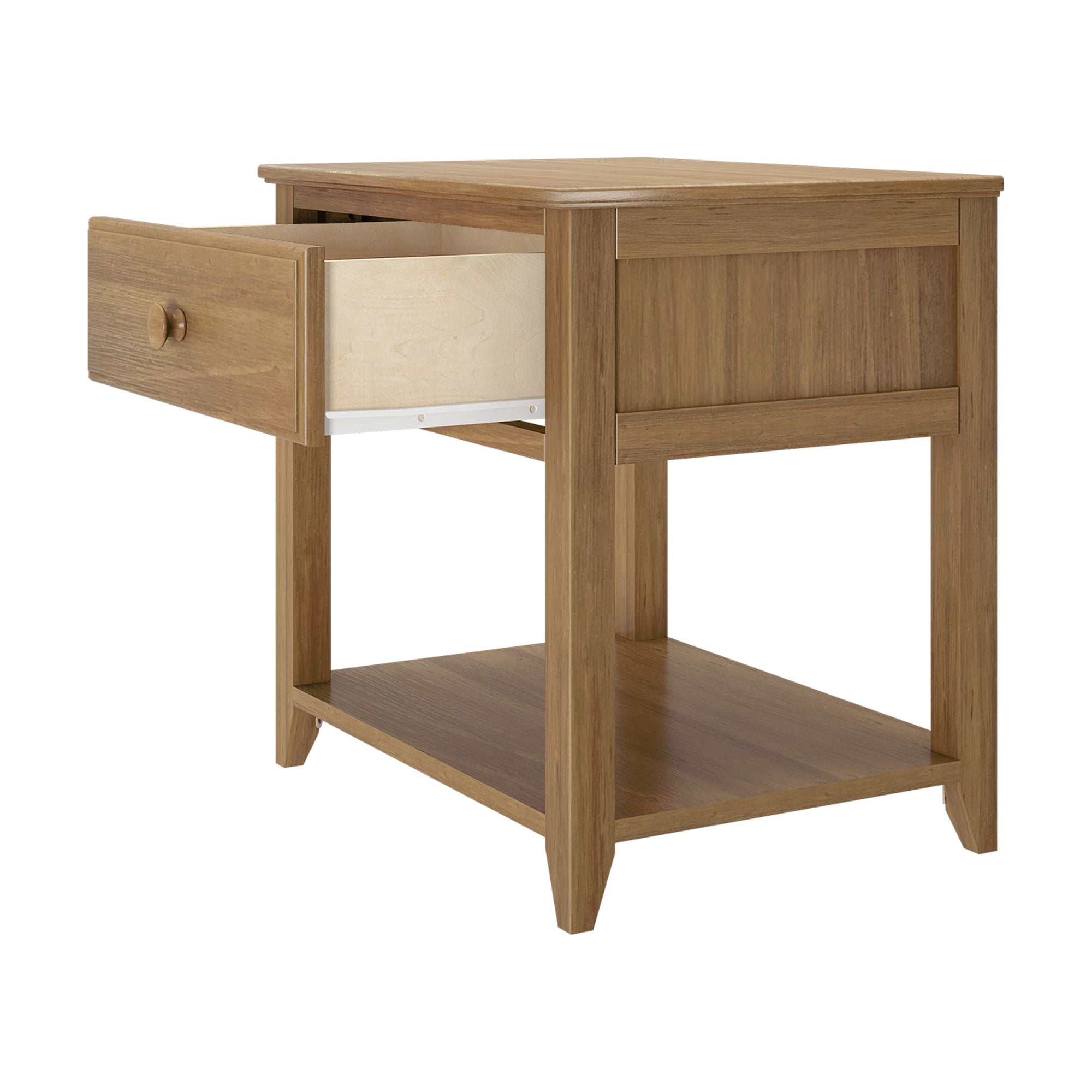 Max & Lily Nightstand with Storage Drawer, Small Solid Wood Bedside, Side Tables for Bedroom