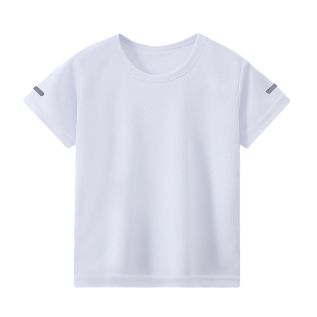T-Shirt de Sport pour Garçons, Manches Courtes à Séchage Rapide à Col Rond pour la Course, Couleur Unie