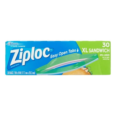 (3 pack) (3 pack) Ziploc Zipper Sandwich Bags, XL, 30 Ct