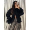 thumbnail image 4 of Elegante abrigo de algodón con cordones y puños de plumas empalmados para mujer, chaqueta acolchada de manga larga con cuello redondo, ropa de calle holgada para mujer, 2024, 4 of 5