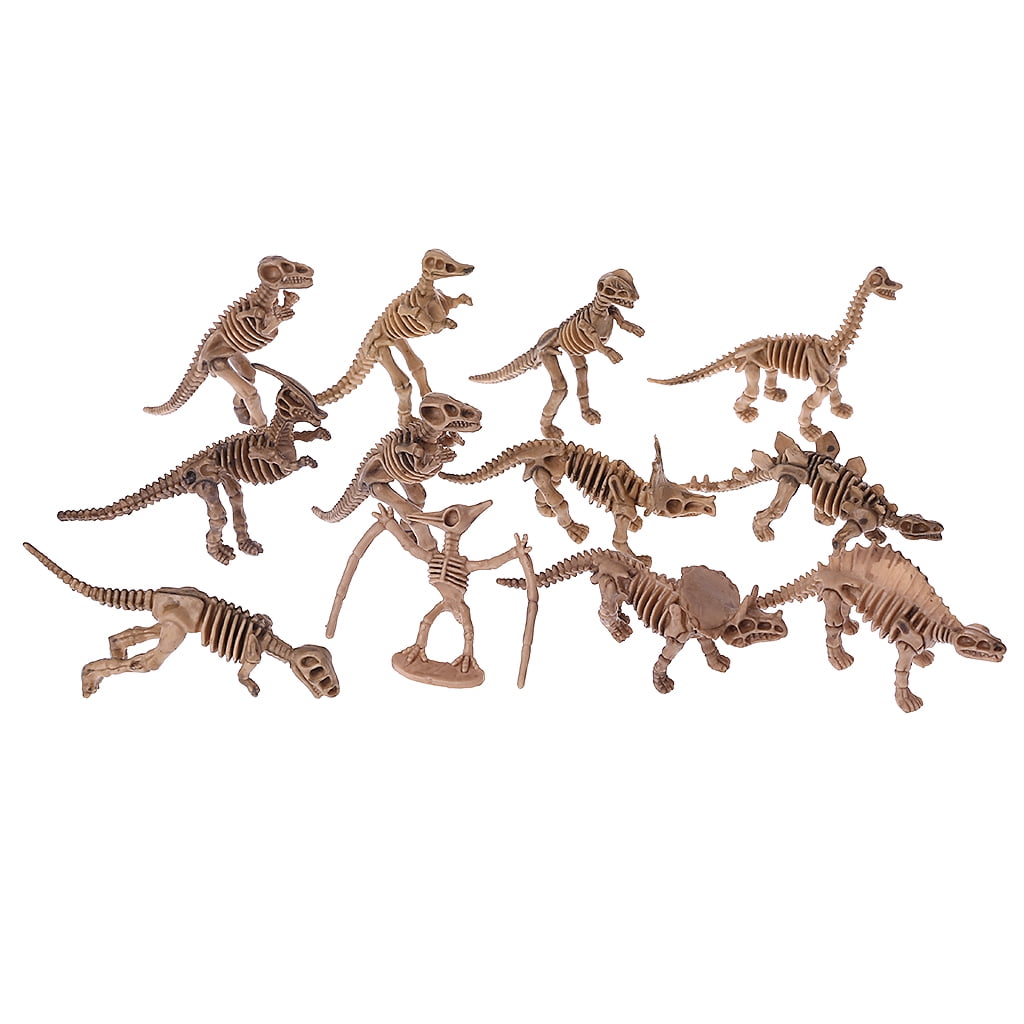 Assorted Dinosaur Prehistoric Fossil Skeleton Figures 12pcs Model Building Kits