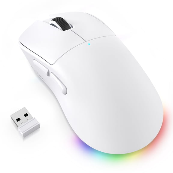AJAZZ NJ08 Wireless Gaming Mouse 70g Lightweight 12800 DPI RGB 2.4GHz/BT/Wired Ergonomics Mice For PC Mac PS4 PS5 Xbox one Switch - White