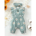thumbnail image 2 of LAPAKIDS Baby Girl Floral Print Sleeveless Romper Jumpsuit Outfits with Heaedband 2PCS,0-3 Months, 2 of 6