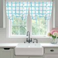 thumbnail image 4 of Blue Plaid Balloon Curtains for Bedroom/Front Door/Bathroom, Farmhouse Buffalo Check Stripes Modern Geometric Tie Up Curtains 63 Inch Length Kitchen Curtains Shades for Windows 46"x63", 4 of 8