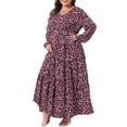 thumbnail image 2 of DARING DIVA Plus Size Polka Dots Long Maxi Lantern Sleeve Dress 3X Dark Red, 2 of 6