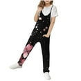 thumbnail image 2 of MKOSPLRT Overall Jumpsuit for Girl Casual V Neck Spaghetti Strap Jumpsuits Fashion Floral Graphic Harem Overalls Baggy Jumpers with Pocket, 2 of 8