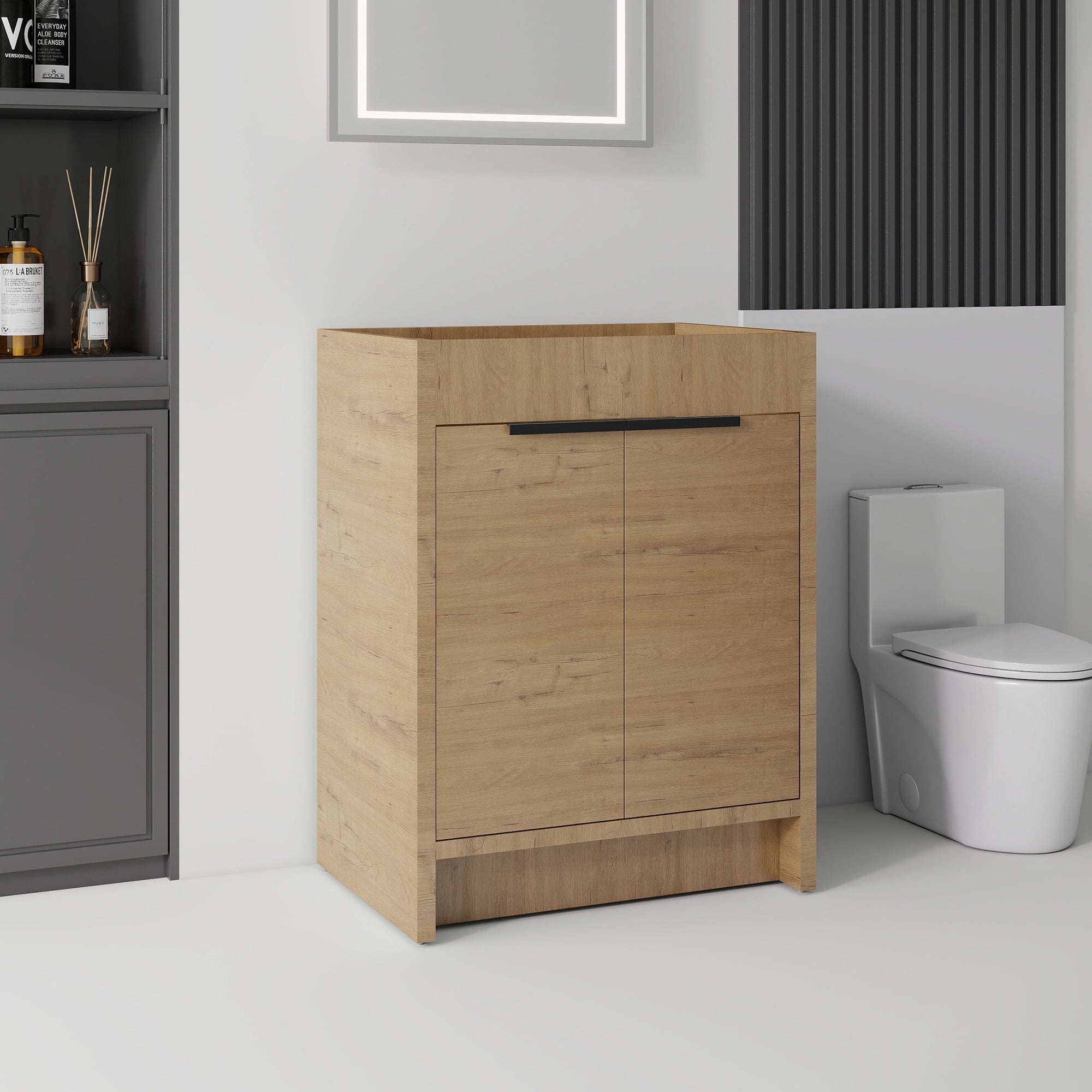 Leumius 24" Bathroom Vanity Cabinet with Soft-Close Double Doors,Freestanding Bathroom Vanity,Spacious Interior Storage,Cabinet Only,Oak