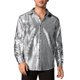 thumbnail image 1 of Camisa metálica INSPIRE CHIC de manga larga para hombres, con botones, para fiestas en clubes nocturnos, 1 of 6