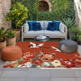 thumbnail image 2 of Country Flowers Outdoor Rug for Patio/Deck/Porch, Non-Slip Large Area Rug 5 x 7 Ft, Red Japanese Peony Floral White Bird Indoor Outdoor Rugs Washable Area Rugs, Reversible Camping Rug Carpet Runner, 2 of 8