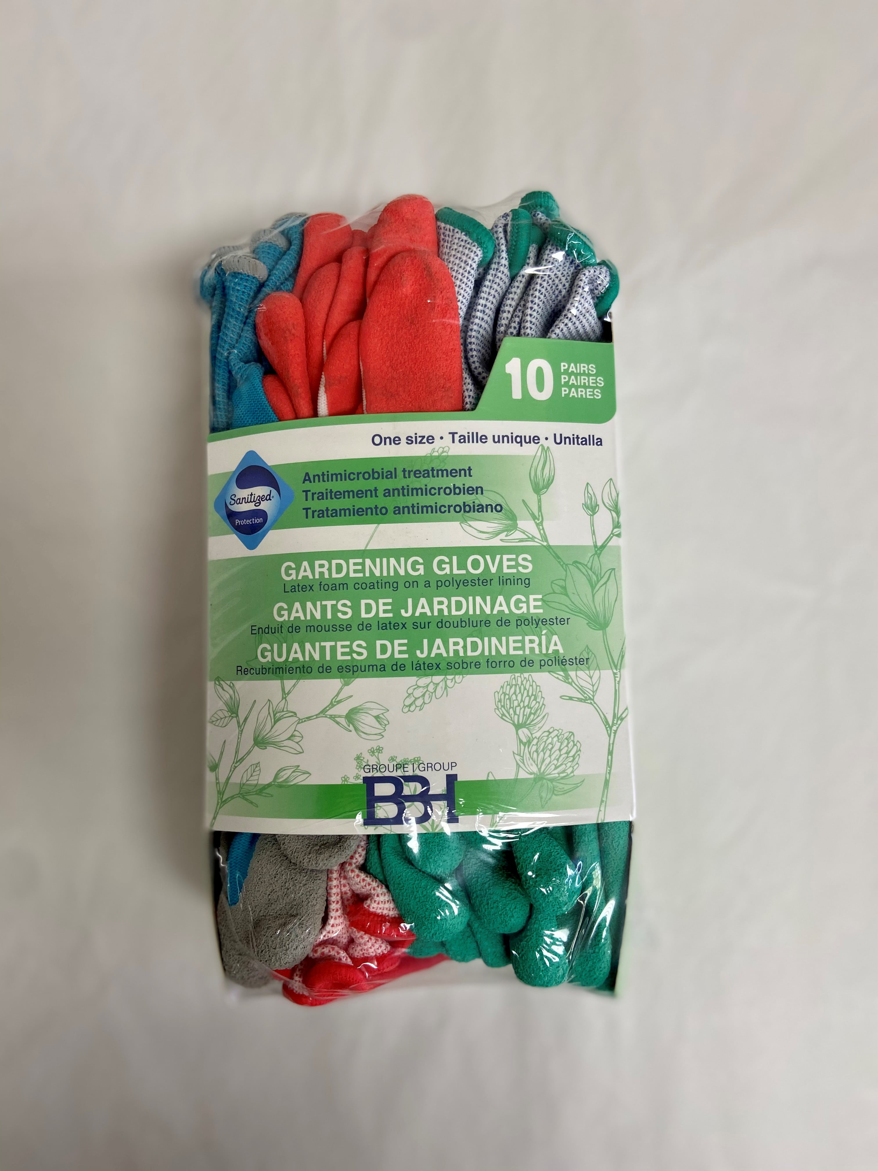 GROUPE BBH Gardening Work Gloves One Size Ladies  Men Adult Latex Foam 10 PAIRS 